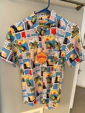 RSVLTS Multi-Color Comic Panel Short Sleeve Button-Down Shirt